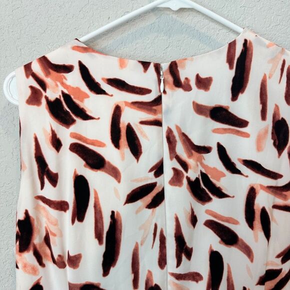 White House Black Market White Abstract Print Midi Sheath Dress - Size 12 - EUC - Picture 3 of 7
